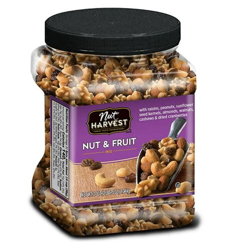 Nut Harvest Nut & Fruit Mix, 37 Ounce Jar (Cashews, Walnuts, Almonds, Peanuts, Sunflower Seeds ...