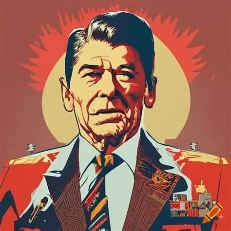 Vintage propaganda poster with ronald reagan and the soviet union on ...