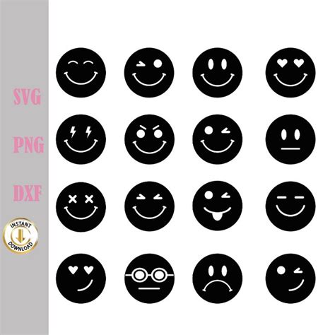 Smiley Shape Svg Bundle Smiley Face Svg Cricut Black Smiley Face Svg Emoji