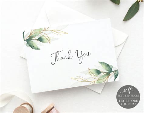 Thank You Card Template Free Demo Available Editable Instant | Etsy | Thank you card template ...