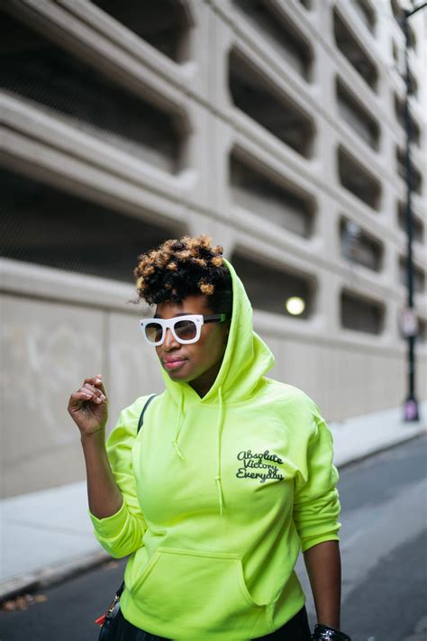 Street Style: Neon Hoodie Green Hoodie Outfit, Neon Green, Rain Jacket ...