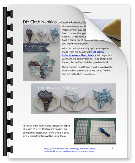 DIY CLOTH NAPKINS - OPTIMIZED FOR PRINTING - SewCanShe Free Sewing Patterns for Beginners