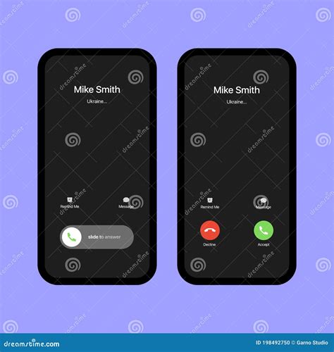 IPhone Call Screen. Interface. Accept Button, Decline Button. Incoming ...