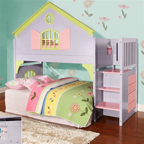 Donco Kids Donco Kids Twin Doll House Loft Bed with Staircase | Girls ...