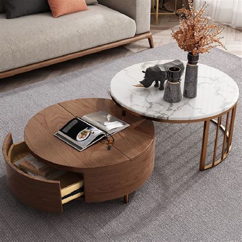 Stylish and Functional Round Coffee Table with Storage