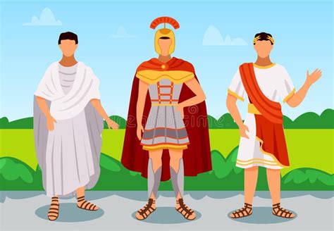 Citizens of Ancient Rome in Traditional Costumes Set, Legionary, Roman Man, Plebeian, Emperor ...