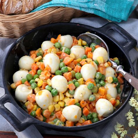 Mixed Vegetables with Quail Eggs - Foxy Folksy