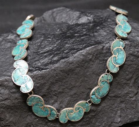 Sterling Silver Turquoise Inlay Bracelet and Necklace Set