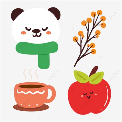 Hand Drawing Panda And Autumn Stuff, Animal Drawing, Panda, Autumn ...