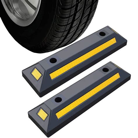 Buy 2 Pack Heavy Duty Rubber Parking Blocks Wheel Stop for Car Garage ...