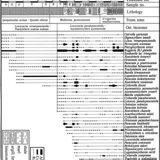 Ostracod range chart of the identified species in the third section. | Download Scientific Diagram