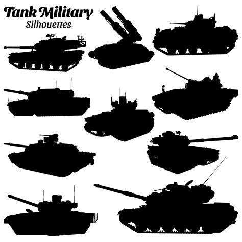 Tank military silhouette vector illustration set. 23820140 Vector Art at Vecteezy