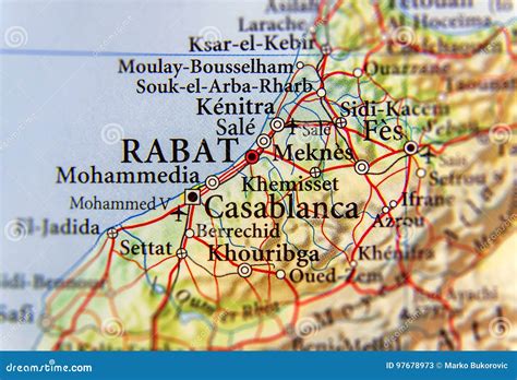 Geographic Map of Morocco with Capital City Rabat Stock Image - Image of geographic, city: 97678973