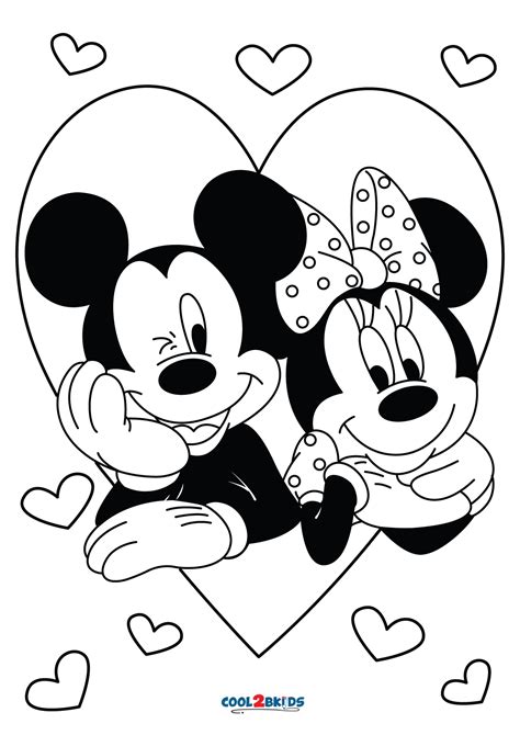 Disney Mickey And Minnie Mouse Valentine Love Disney Coloring Page ...