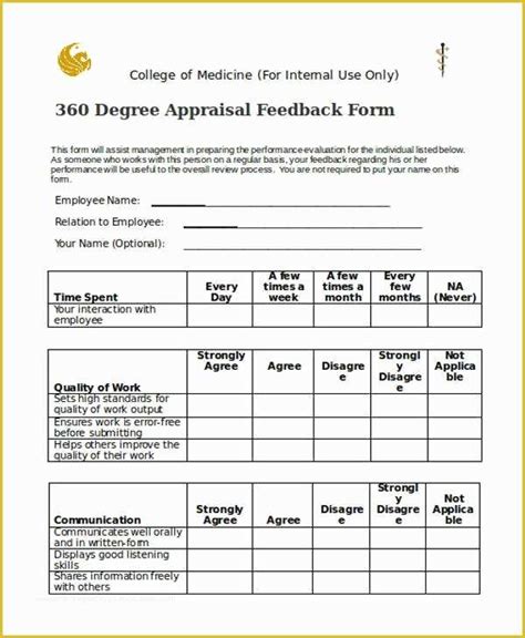 360 Degree Performance Appraisal Template Free Of Sample 360 Degree ...