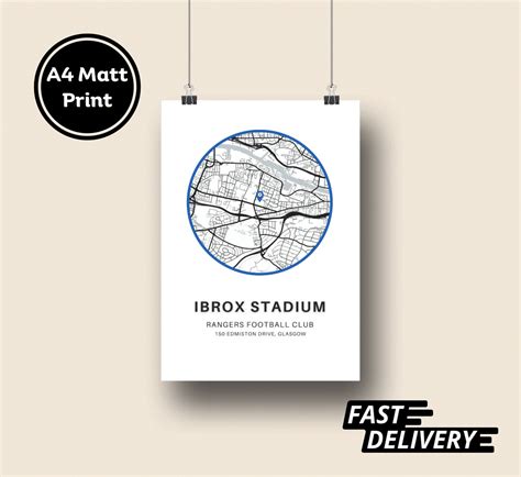 Ibrox Stadium Glasgow Football Map Location A4 Print Matt - Etsy