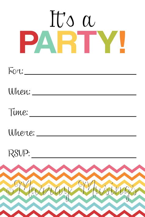 Blank Printable Birthday Invitations