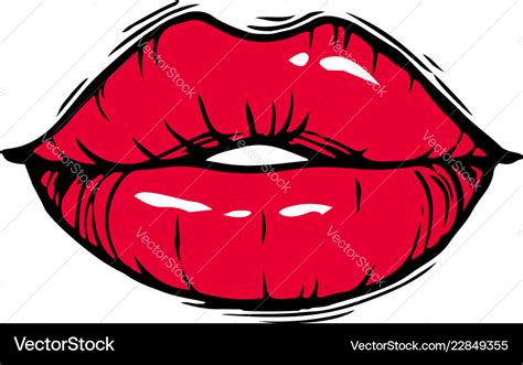 Hand drawn female red lips Royalty Free Vector Image