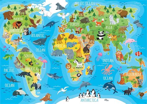 Animals World Map, 150 Pieces, Educa | Puzzle Warehouse
