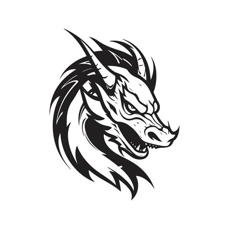 dragon, logo concept black and white color, hand drawn illustration 22208547 Vector Art at Vecteezy