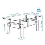 Glass Coffee Table Set 2-Tier Modern Coffee Table Living Room Tables with Side Table, Clear ...