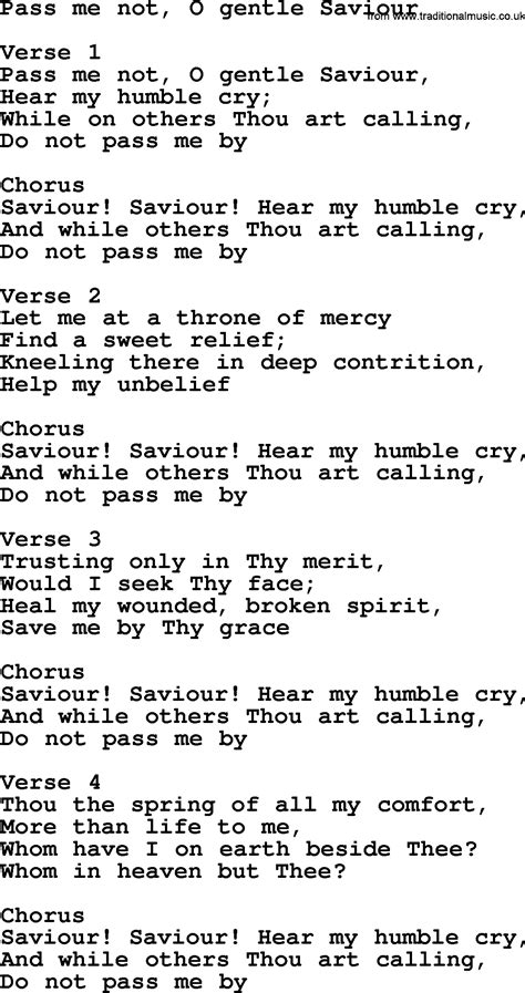 Pass Me Not, O Gentle Saviour - Apostolic and Pentecostal Hymns and Gospel Songs - lyrics and PDF