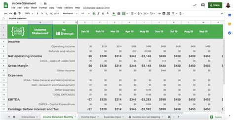 Income statement template in Google Sheets - Sheetgo Blog