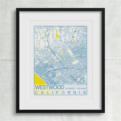 Westwood Los Angeles California Map UC Los Angeles UCLA Poster - Etsy