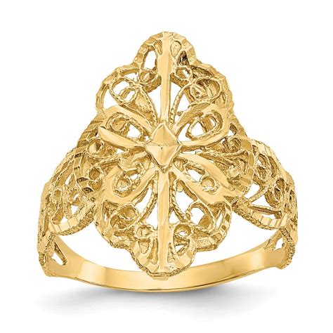 JewelryWeb - 14k Gold Diamond-Cut Filigree Ring - Size 6 - Walmart.com ...