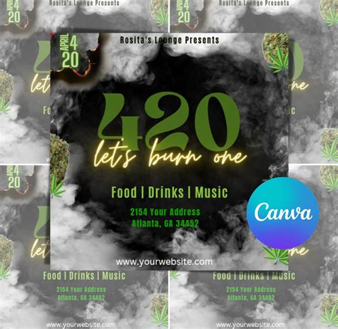 Weed Flyer 420 Flyer Cannabis Flyer Party Flyer Party Invitation Kickback Invite Canva Template ...