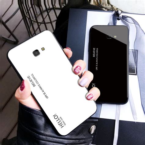 For Samsung Galaxy j4 Plus 2018 Case Cover Luxury Gradient Tempered ...