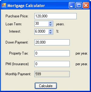 Mortgage Calculator in C# and .NET