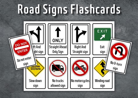 Road Signs Flashcards, Preschool Flashcards, Printable Montessori Cards ...