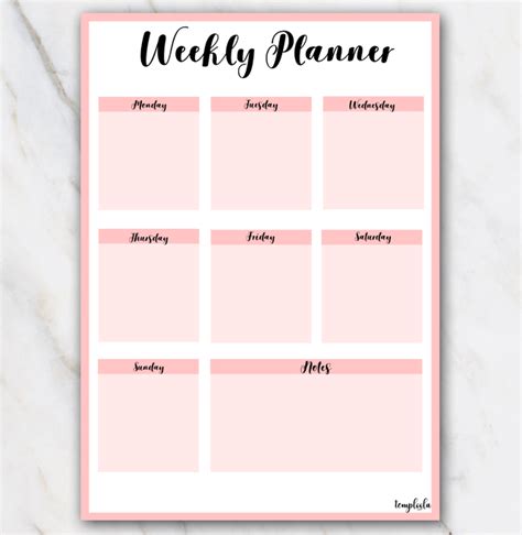 Printable weekly planner in pink colors | portrait | free