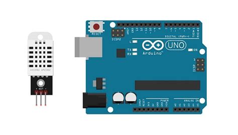 The Arduino UNO board and the DHT22 sensor