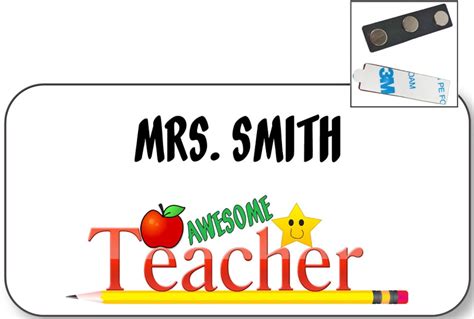 1 Personalized Awesome TEACHER Name Badge Tag Gift Present W/ - Etsy