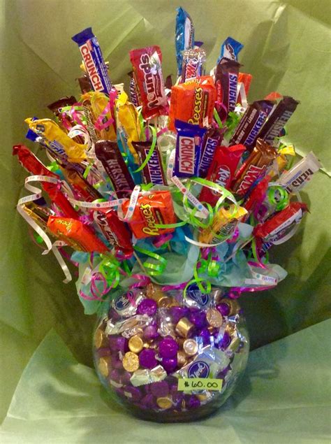 Candy bouquet $60.00 | Simple valentines gifts, Candy gift baskets ...