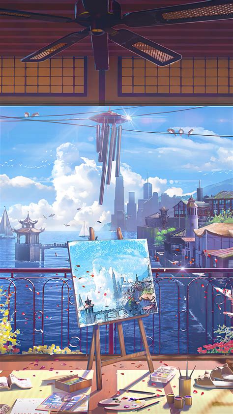 City, Sea, Anime, Scenery, Digital Art HD Phone Wallpaper | Rare Gallery