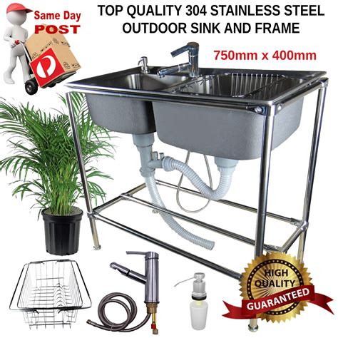 OUTDOOR DOUBLE BOWL STAINLESS STEEL SINK FOR BBQ BACKYARD FISHING CARAVAN CAMPIN | eBay