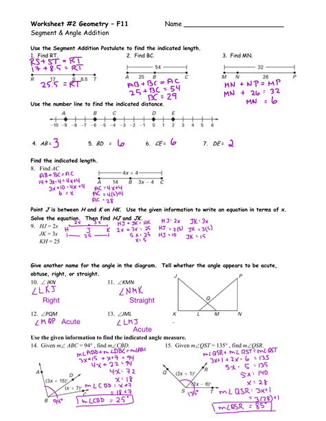 Geometry Segment And Angle Addition Worksheet — db-excel.com