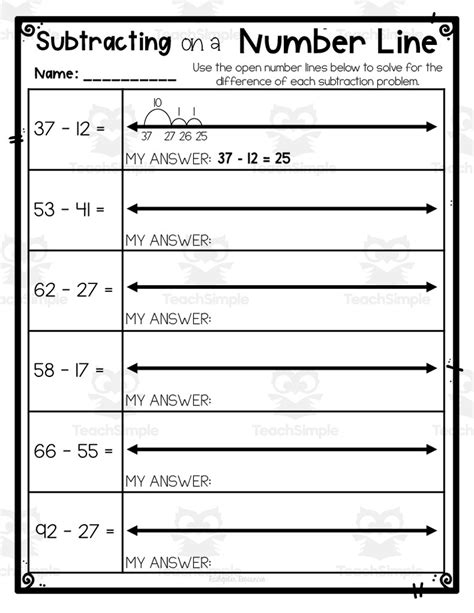 Printable number-line subtraction worksheets for preschools ...