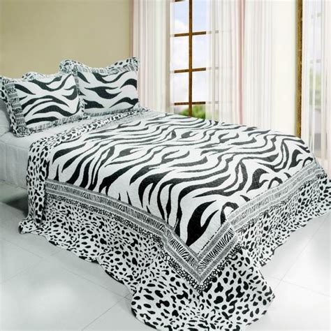 Black White Animal Zebra Print Bedding Full/Queen Quilt Set Cotton Bedspread | Zebra print ...