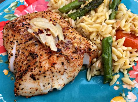 Grilled Cod with Garlic Lemon Butter and Lemon Asparagus Orzo Cod Fish Recipes, Grilled Fish ...