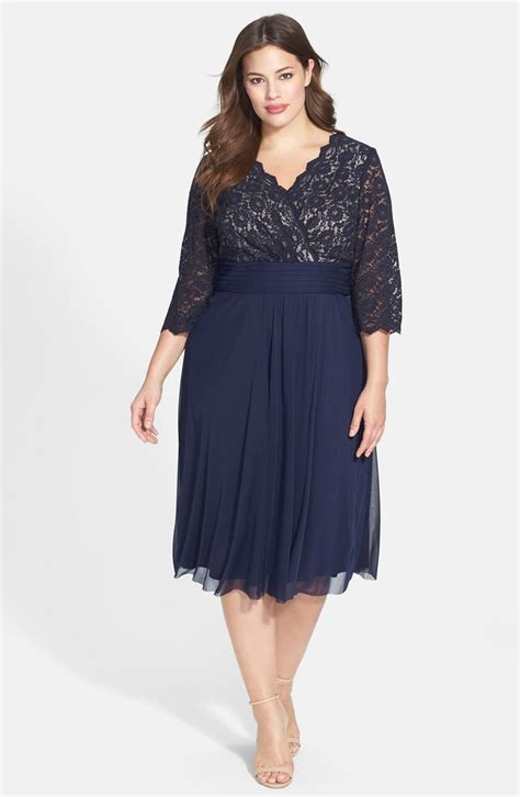 Jessica Howard Lace & Chiffon Fit & Flare Dress (Plus Size) | Nordstrom