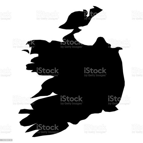 Ireland Solid Black Silhouette Map Of Country Area Simple Flat Vector Illustration Stock ...