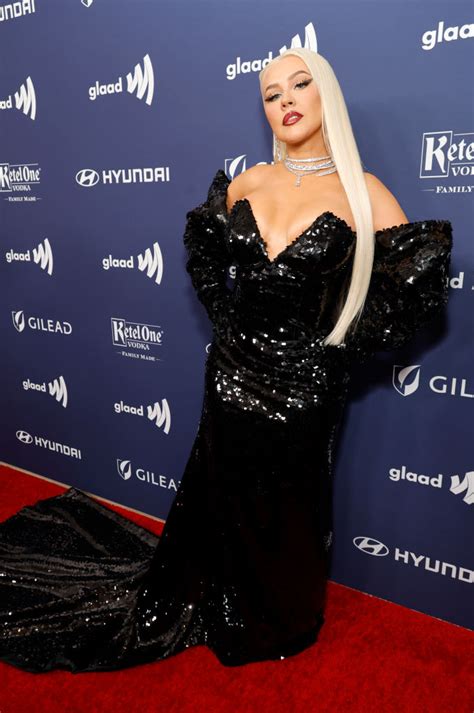 Christina Aguilera Shines in Black Sequined Dress at GLAAD Awards 2023