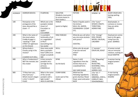 Jeopardy - Halloween Theme general v…: English ESL worksheets pdf & doc