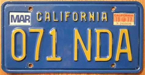 CALIFORNIA 1977 LICENSE PLATE ---BLUE BASEPLATE | Jerry "Woody" | Flickr