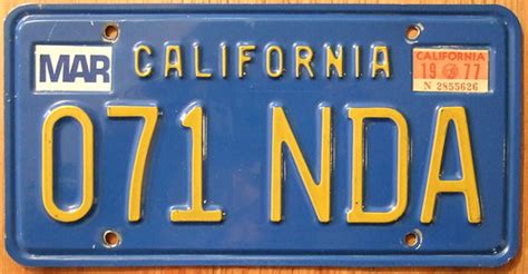 CALIFORNIA 1977 LICENSE PLATE ---BLUE BASEPLATE | Jerry "Woody" | Flickr