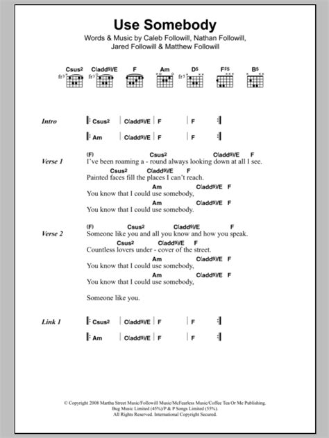 Use Somebody by Kings Of Leon - Guitar Chords/Lyrics - Guitar Instructor